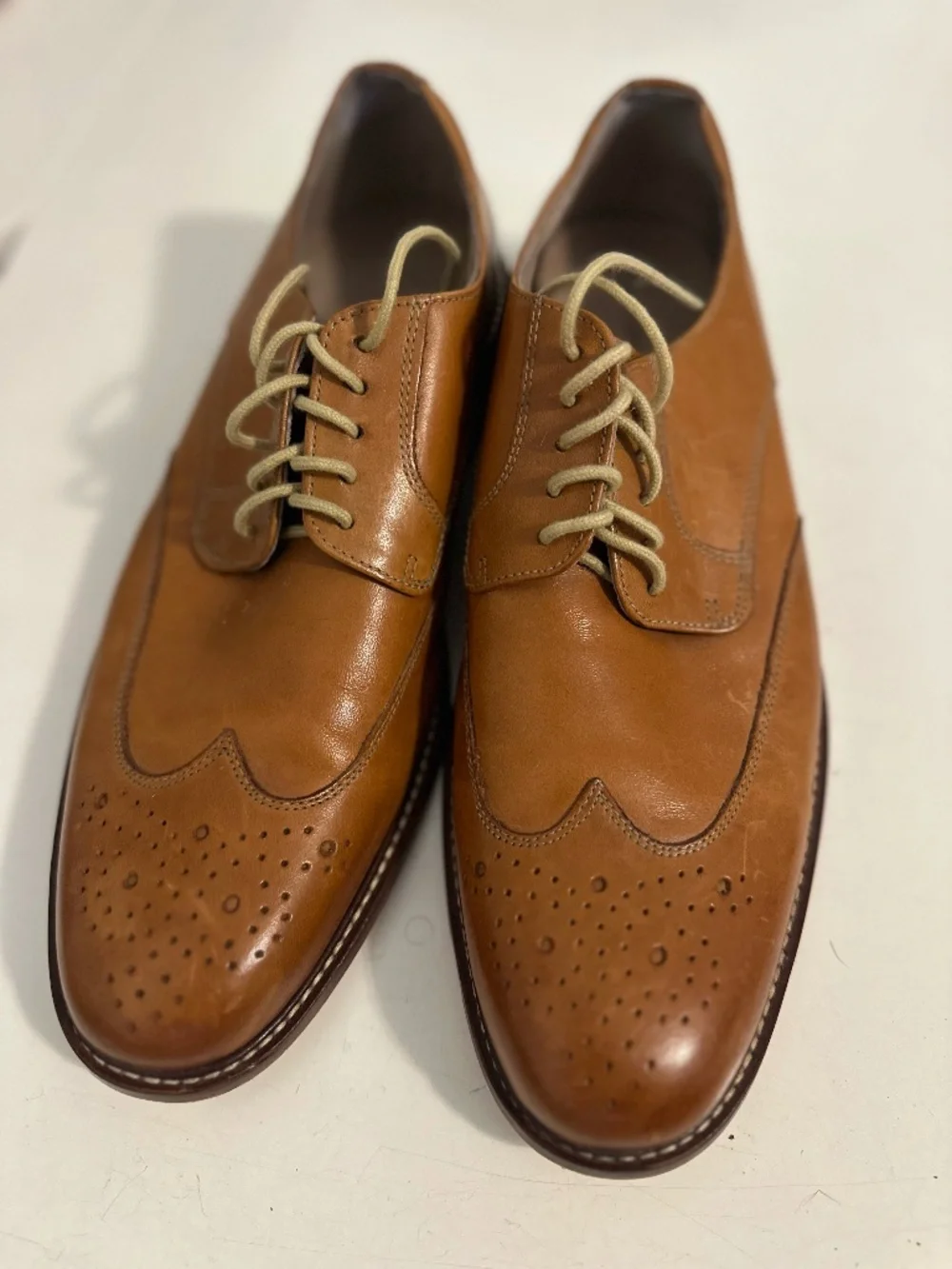 Banana Republic Cognac Brogue Derby Shoes - Brown Mens Oxford - Size 8